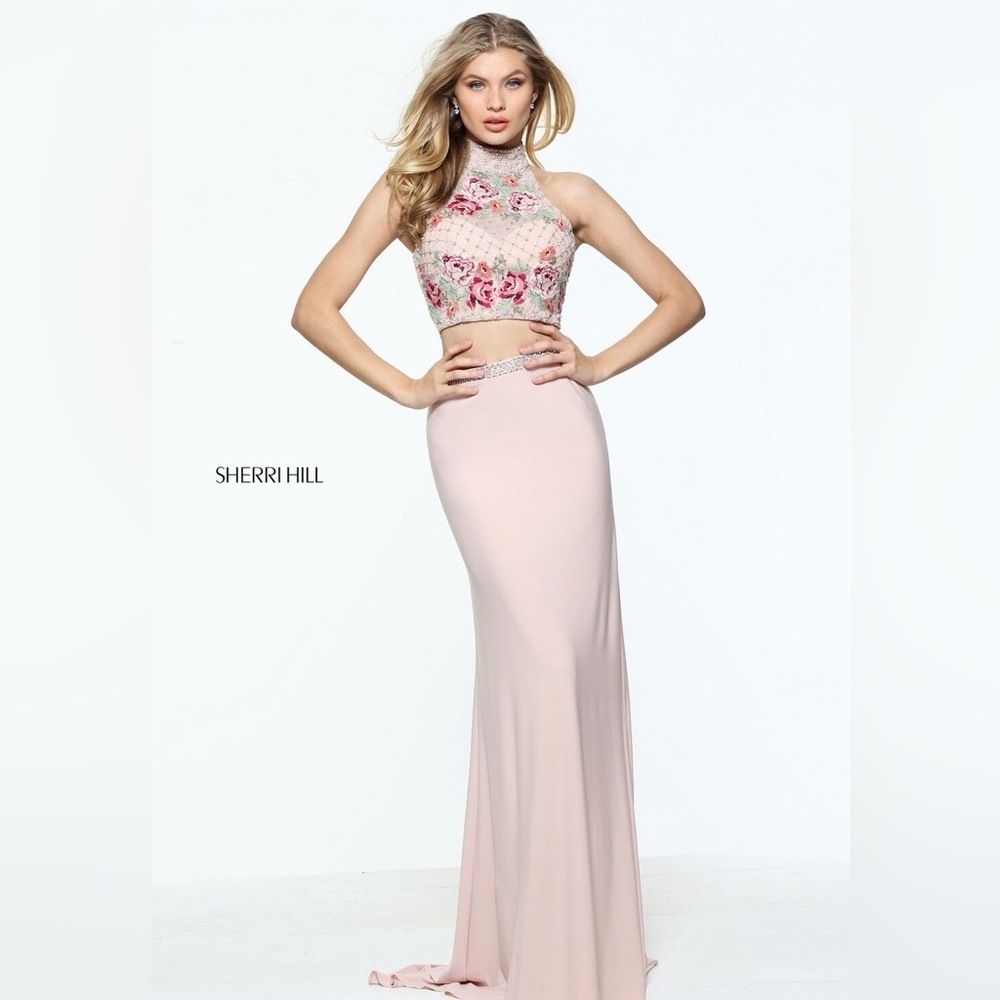 NEW Sherri Hill 51059 Two Piece Tapestry & Beaded Embellished Gown Size 2
